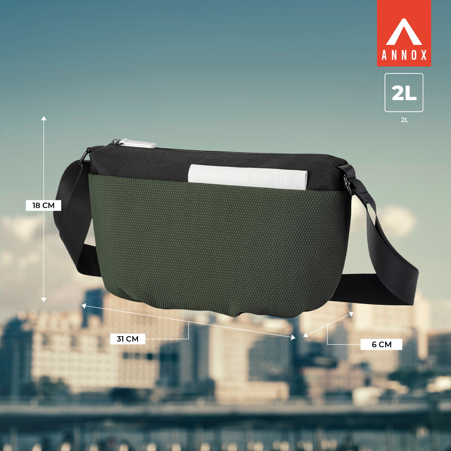 Annox On-The-Go Sling Bag – Borsa Resistente all'Acqua per Skate e Scooter