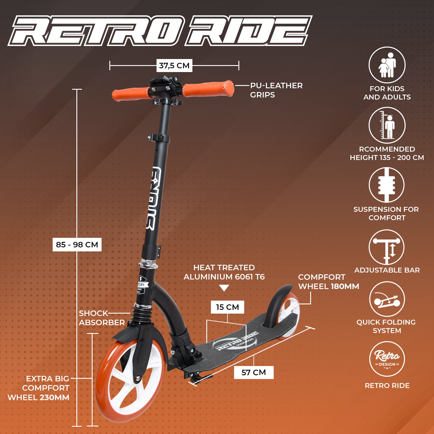 Story Retro Ride Scooters Pieghevole da Commuter