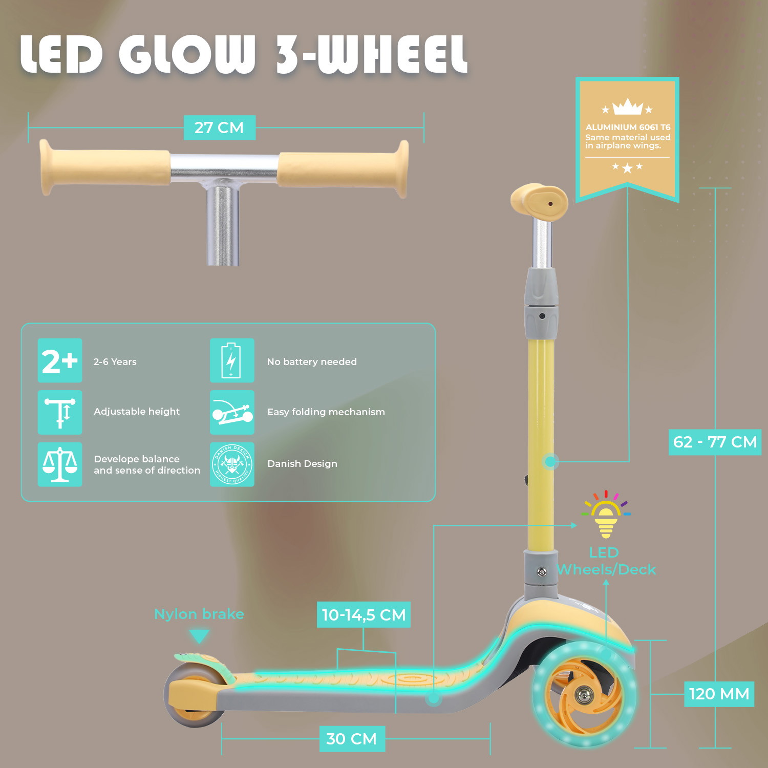 Trottinette LED Glow a 3 ruote