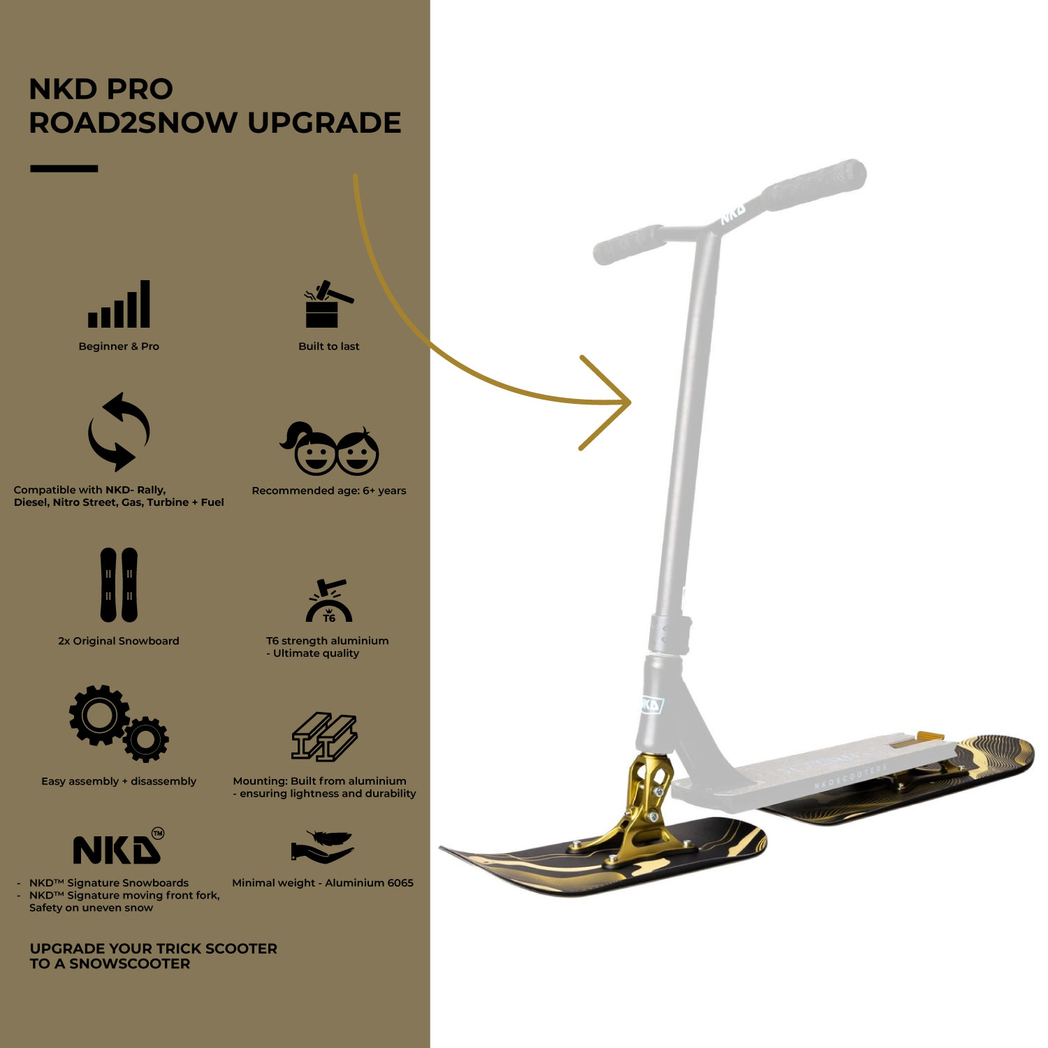 NKD Pro Road2Snow Snowboard per Monopattino