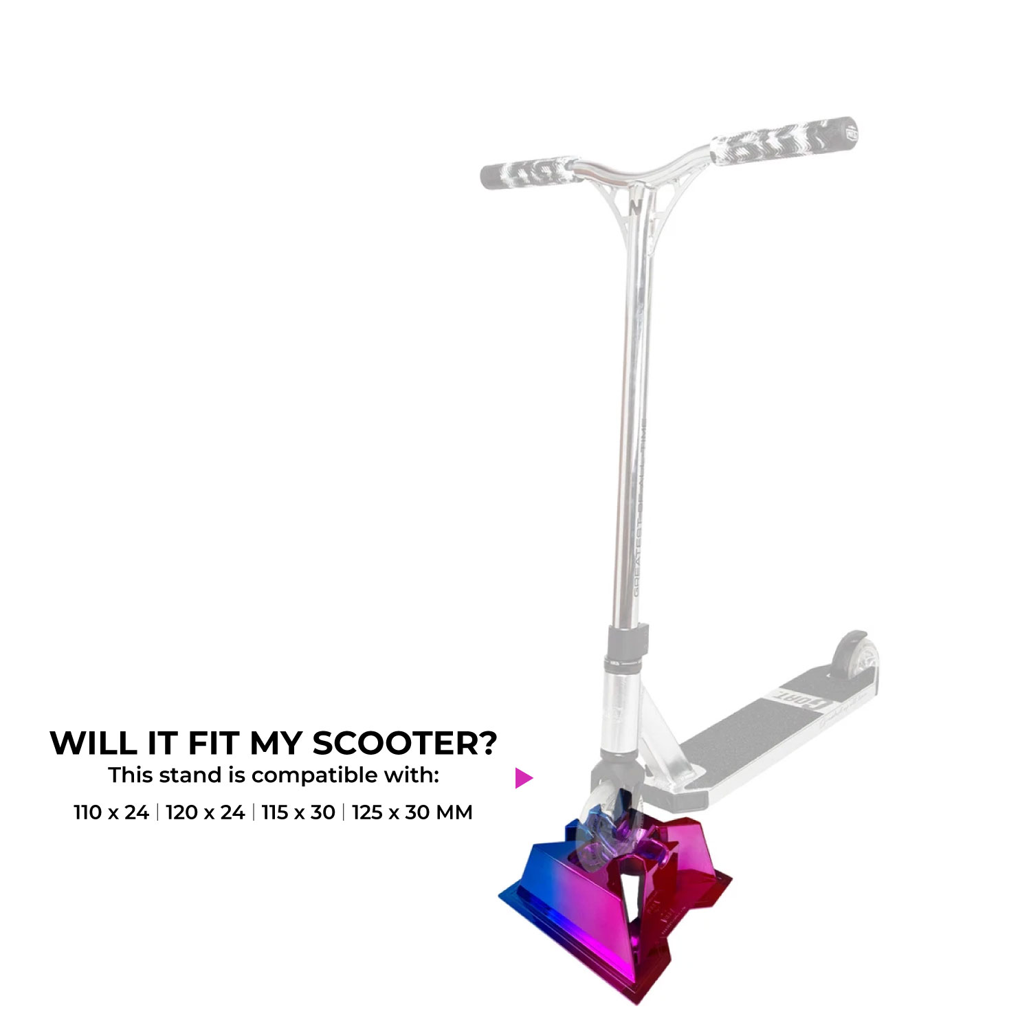 Supporto per Scooter NKD Pro – Supporto stabile per ruote da 110–125 mm, larghezza 24/30 mm